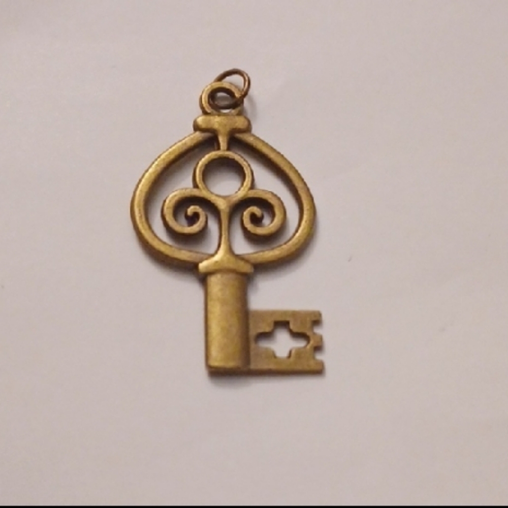 4/$30 New Brass Key Charm or Pendant